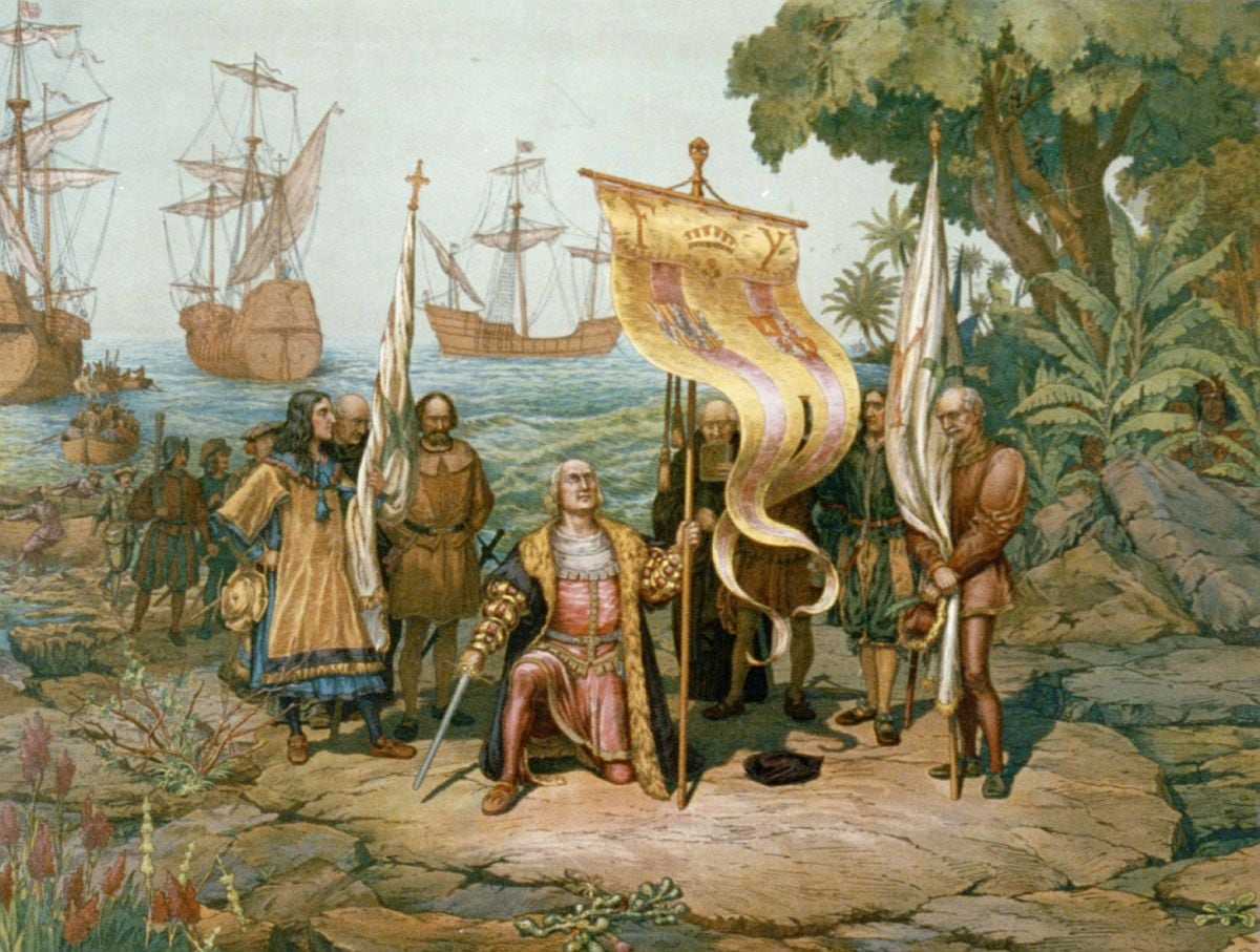 Kolumbo se iskrcava na obalu Novog sveta 1492, slika