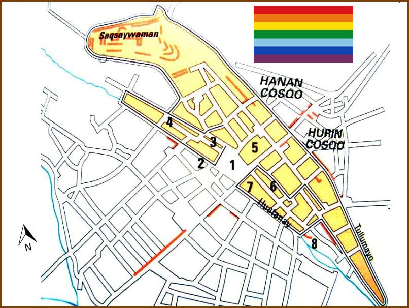 Plan Kuska u obliku pume i zastava grada u duginim bojama
