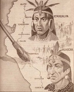 Uaskar i Atahualpa, portreti na mapi carstva Inka