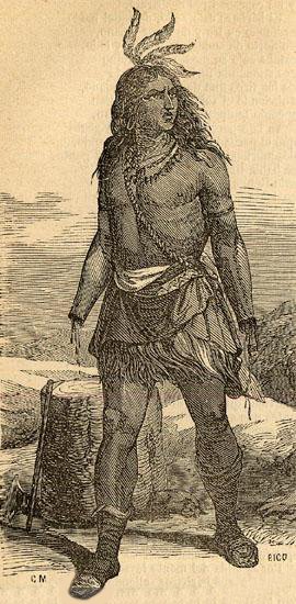 Galvarino, ein Mapuche-Krieger, dem beide Hände abgeschlagen wurden, alter Holzschnitt